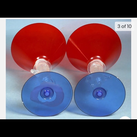 Antique Mr. Peanut Martinis Glasses in Red, White,& Blue Plastic from 1950’a VGC - Picture 6 of 9